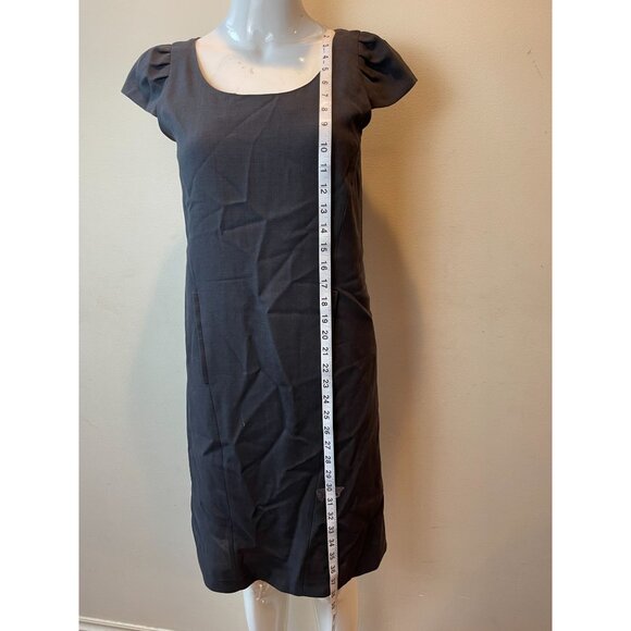 J. Crew Women Shift Dress Wool Cap Sleeve Round Neck Back Zip Charcoal Gray Sz 0 - Picture 2 of 5